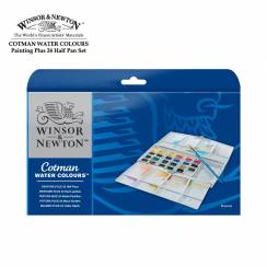 Акварель Cotman Winsor&Newton Painting Plus в наборе 24 цвета малые кюветы и кисть