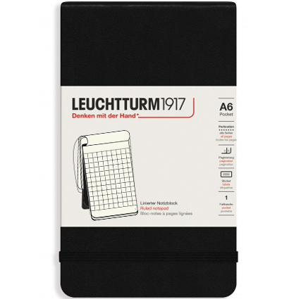Блокнот Leuchtturm «Reporter Notepad Pocket» A6 в клетку черный 188 стр.
