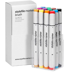 Набор маркеров для скетчинга StyleFile Brush 12 Main A (основные цвета)