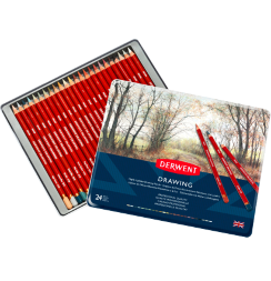 Цветные карандаши Derwent Drawing 24 природных оттенка набор в пенале