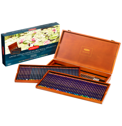Акварельные карандаши Derwent Watersoluble Limited Edition 120 штук набор в деревянном кейсе