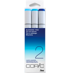 Набор маркеров COPIC SKETCH 3 Blending Trio 2 с кистью (синие)