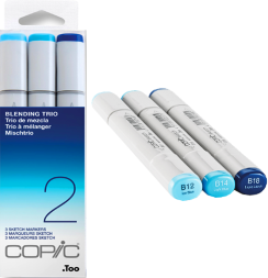 Набор маркеров COPIC SKETCH 3 Blending Trio 2 с кистью (синие)