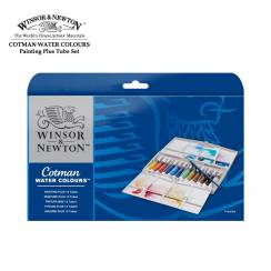 Акварель Cotman Winsor&Newton Painting Plus в наборе 24 цвета в тубах и кисть