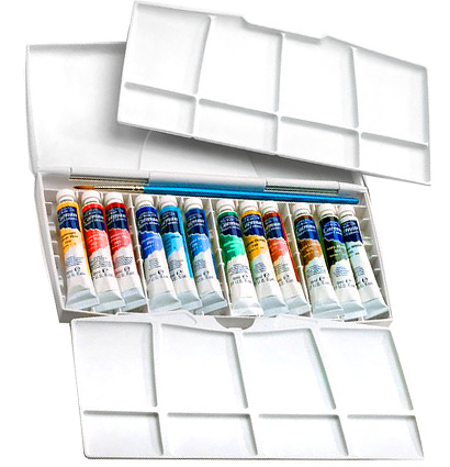 Акварель Cotman Winsor&Newton Painting Plus в наборе 24 цвета в тубах и кисть