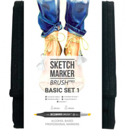 Набор 12 маркеров Sketchmarker Brush Pro "Базовый 1" в пенале