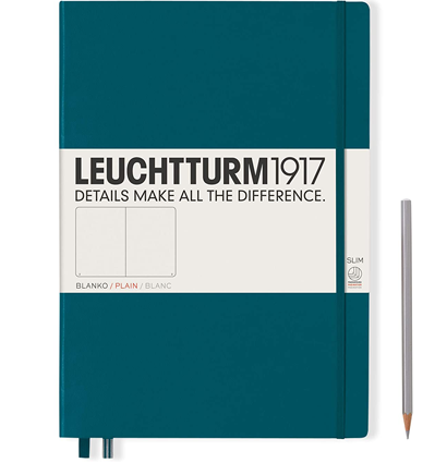 Записная книжка Leuchtturm «Master Slim» A4+ нелинованная тихоокеанский зеленый 123 стр.
