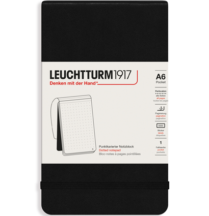 Блокнот Leuchtturm «Reporter Notepad Pocket» A6 в точку черный 188 стр.