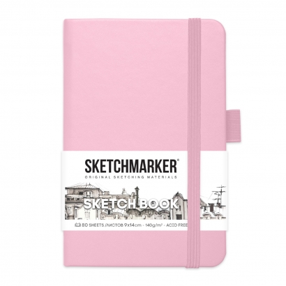 Скетчбук Sketchmarker розовый с твердой обложкой А6 / 80 листов / 140 гм