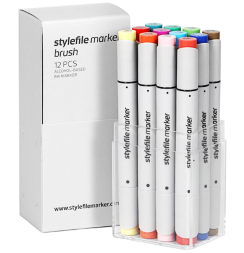 Набор маркеров для скетчинга StyleFile Brush 12 Main B (основные цвета)