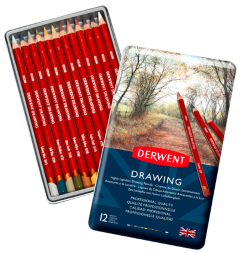 Цветные карандаши Derwent Drawing 12 природных оттенков набор в пенале