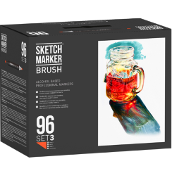 Набор 96 маркеров Sketchmarker Brush Pro "Базовый 3" на подставке