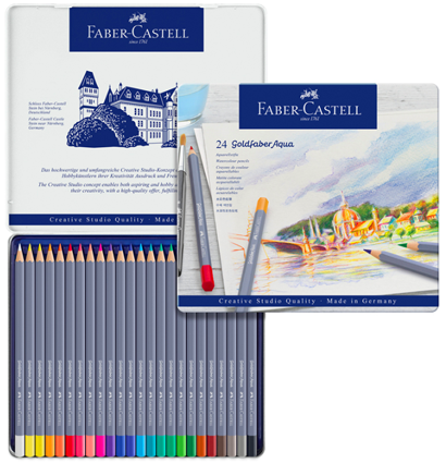 Карандаши акварельные Goldfaber Aqua Faber-Castell 24 цвета набор в фирменном пенале
