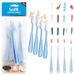 Набор мастихинов для пастели с разными насадками №1-4 PanPastel Knife с набором насадок