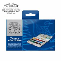 Акварель Cotman Winsor&Newton Painting Box в наборе 12 цветов в больших кюветах с кистью