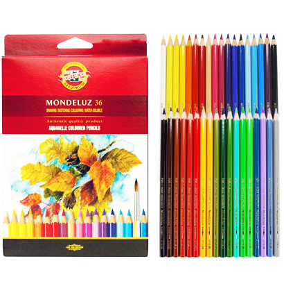 Карандаши акварельные Koh-I-Noor Mondeluz набор 36 цветов в картонной упаковке
