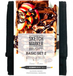 Набор 12 маркеров Sketchmarker Brush Pro "Базовый 2" в пенале