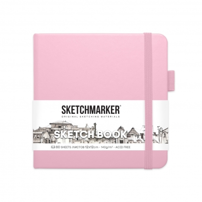 Скетчбук Sketchmarker розовый с твердой обложкой квадратный 12х12 см / 80 листов / 140 гм