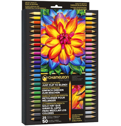 Набор цветных карандашей Chameleon Pencil Set 50 цветов, 25 шт (двусторонние) 