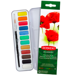 Набор акварели Derwent Academy 12 цветов в металлическом кейсе