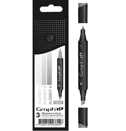 Набор маркеров для рисования Graph'It Neutral Greys 3 штуки (нейтральные серые)