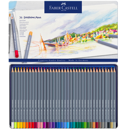 Карандаши акварельные Goldfaber Aqua Faber-Castell 36 цветов набор в фирменном пенале