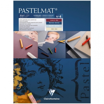 Бархатная бумага для пастели Pastelmat ClaireFontaine 4 цвета склейка А3 / 12 листов / 360 гм