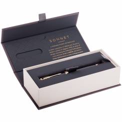 Ручка шариковая Parker Sonnet Black Lacquer GT Slim 1 мм черные чернила, подарочная упаковка