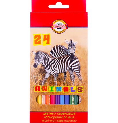 Карандаши цветные Koh-I-Noor Животные набор 24 цвета