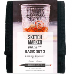 Набор 12 маркеров Sketchmarker Brush Pro "Базовый 3" в пенале