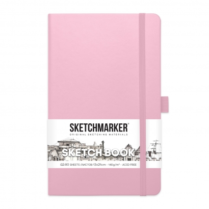 Скетчбук Sketchmarker розовый с твердой обложкой А5 / 80 листов / 140 гм