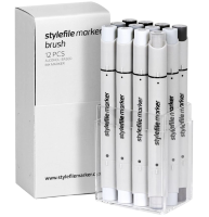 Набор маркеров для скетчинга StyleFile Brush 12 Neutral Grey (нейтральные серые)