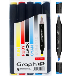 Набор спиртовых маркеров для рисования Graph'It Classic Basic 5 штук (базовые)
