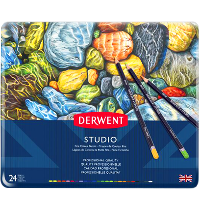 Набор цветных карандашей Derwent Studio 24 цвета на восковой основе в кейсе