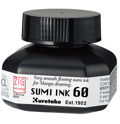 Тушь ZIG Kuretake Sumi Ink для каллиграфии черная на водной основе 60 мл