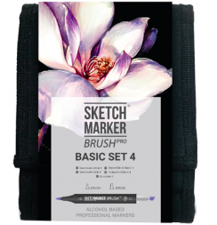 Набор 12 маркеров Sketchmarker Brush Pro "Базовый 4" в пенале
