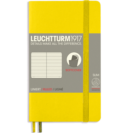 Записная книжка Leuchtturm «Pocket» A6 в линейку лимонная 123 стр.