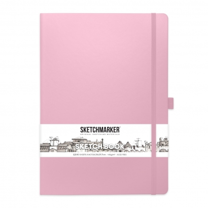 Скетчбук Sketchmarker розовый с твердой обложкой А4 / 80 листов / 140 гм