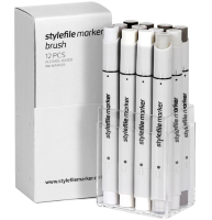 Набор маркеров для скетчинга StyleFile Brush 12 Warm Grey (теплые серые)