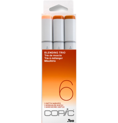 Набор маркеров COPIC SKETCH 3 Blending Trio 6 с кистью (коричнево-рыжие)