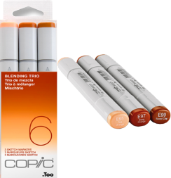 Набор маркеров COPIC SKETCH 3 Blending Trio 6 с кистью (коричнево-рыжие)