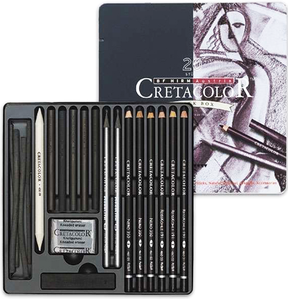 Набор карандашей и материалов для графики Cretacolor Black Box в пенале