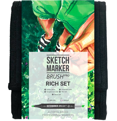 Набор маркеров для скетчей Sketchmarker Brush Pro 12 цветов Насыщенные оттенки