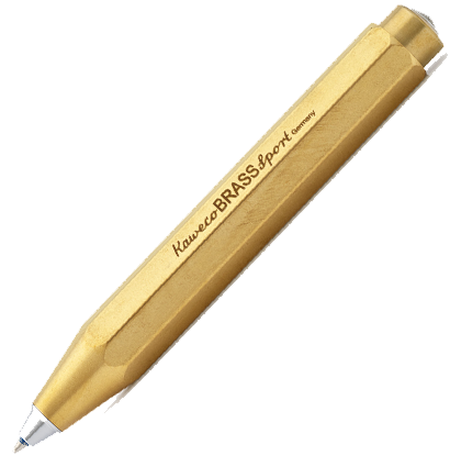 Ручка шариковая Kaweco Brass Sport 1 мм латунь в футляре золотая