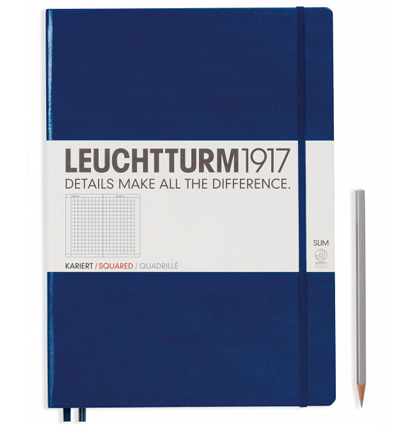 Записная книжка Leuchtturm «Master Slim» A4+ в клетку темно-синяя 123 стр.
