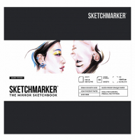Скетчбук SKETCHMARKER THE MIRROR квадратный 16 см с черной обложкой / 50 листов / 220 гм