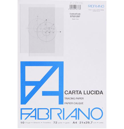 Калька Fabriano Lucido Tracing Paper прозрачная белая художественная А4 / 10 листов / 72 гм