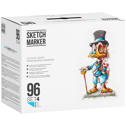 Набор маркеров Скетчмаркер / Sketchmarker Базовые оттенки 96 штук в пластиковом кейсе (Вариант 4)