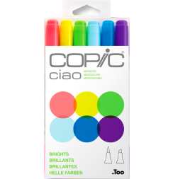 Набор маркеров COPIC CIAO 6 Brights с кистью (яркие)