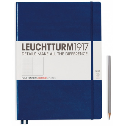 Записная книжка Leuchtturm «Master Slim» A4+ в точку темно-синяя 123 стр.